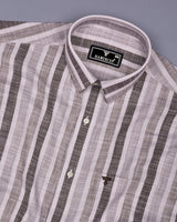 Dolen Brown With Gray Dobby Stripe Cotton Shirt