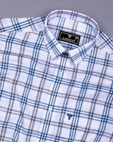 Menton White With Blue Check Linen Cotton Shirt