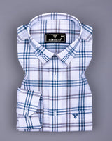 Menton White With Blue Check Linen Cotton Shirt