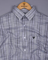 Martin Black With White Dobby Stripe Cotton Shirt