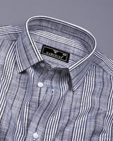 Martin Black With White Dobby Stripe Cotton Shirt