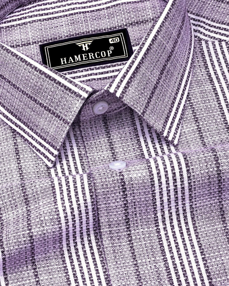 Martin Purple With White Dobby Stripe Cotton Shirt