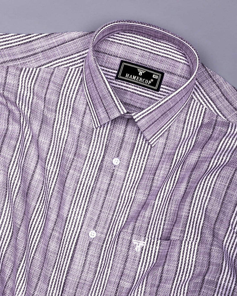 Martin Purple With White Dobby Stripe Cotton Shirt