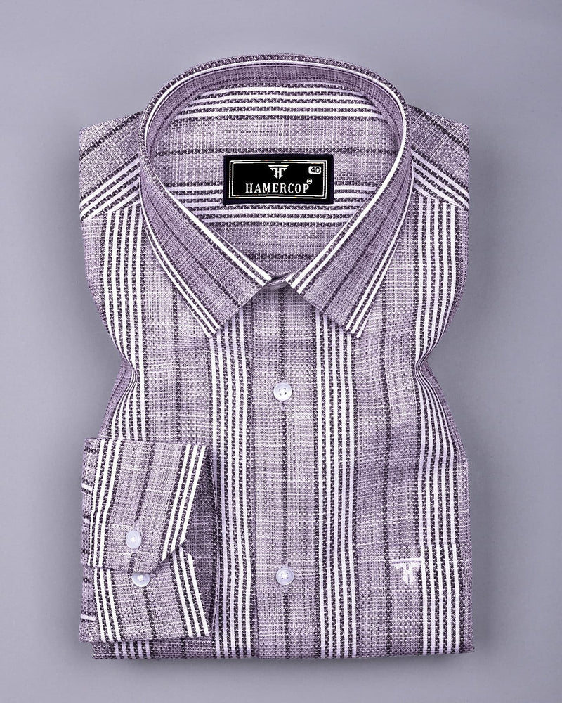 Martin Purple With White Dobby Stripe Cotton Shirt