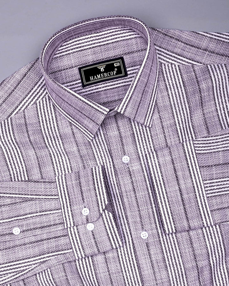 Martin Purple With White Dobby Stripe Cotton Shirt