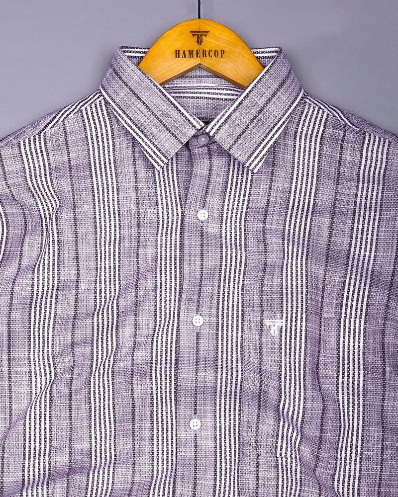 Martin Purple With White Dobby Stripe Cotton Shirt