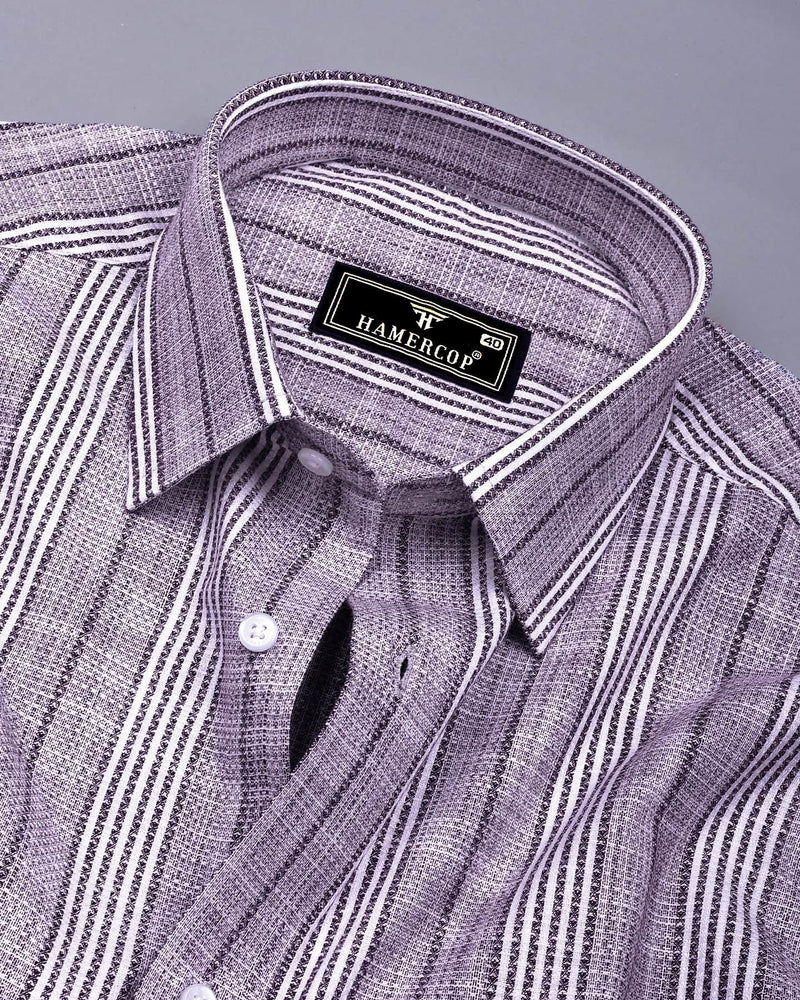 Martin Purple With White Dobby Stripe Cotton Shirt
