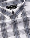 Ambon Gray With White Check Slub Cotton Shirt