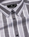 Ultimate Gray With White Dobby Stripe Cotton Shirt