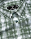 Russian Green With White Check Dobby Cotton Shirt