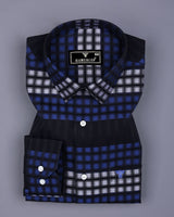 Lormont Black With Blue And Gray Check Cotton Shirt