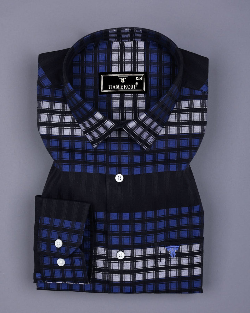 Lormont Black With Blue And Gray Check Cotton Shirt