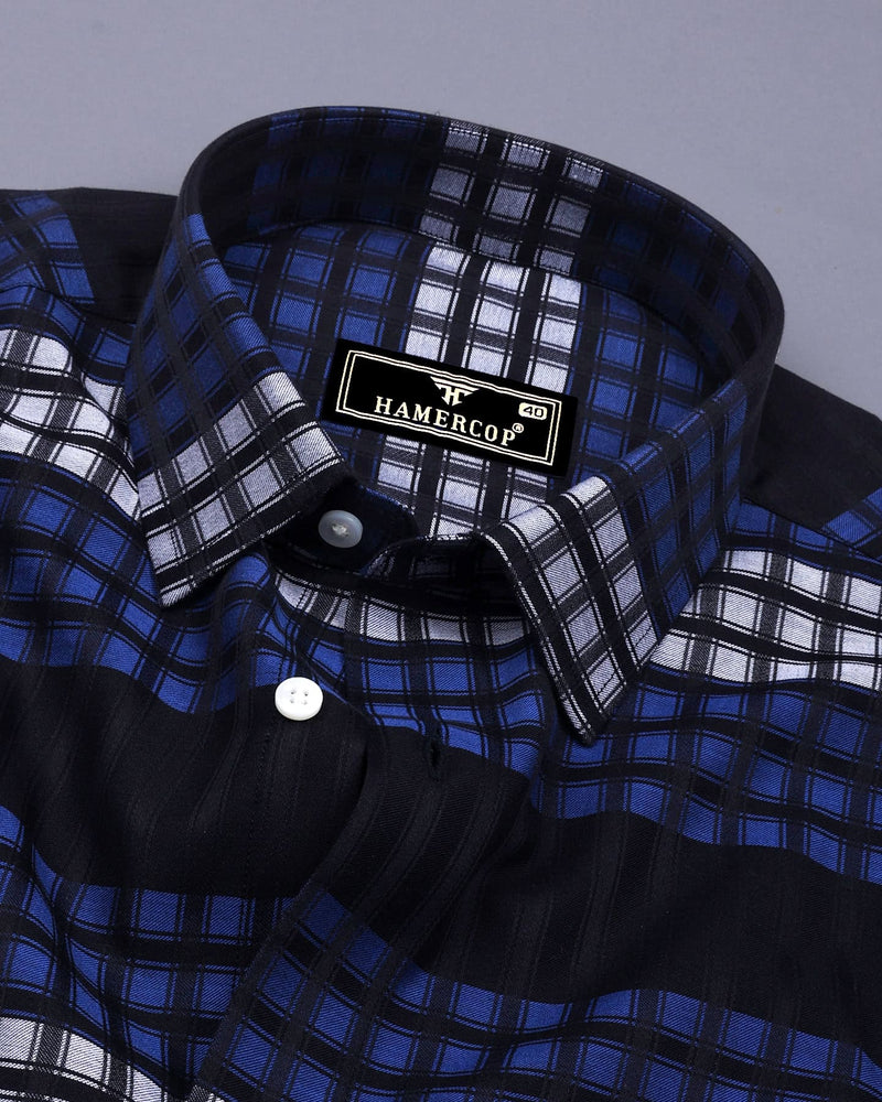 Lormont Black With Blue And Gray Check Cotton Shirt