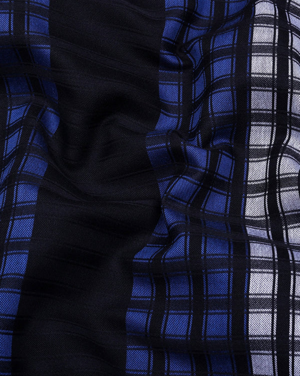 Lormont Black With Blue And Gray Check Cotton Shirt