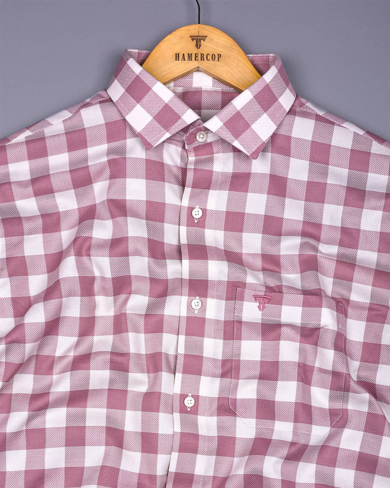 Candytuft Pink With White Check Dobby Cotton Shirt