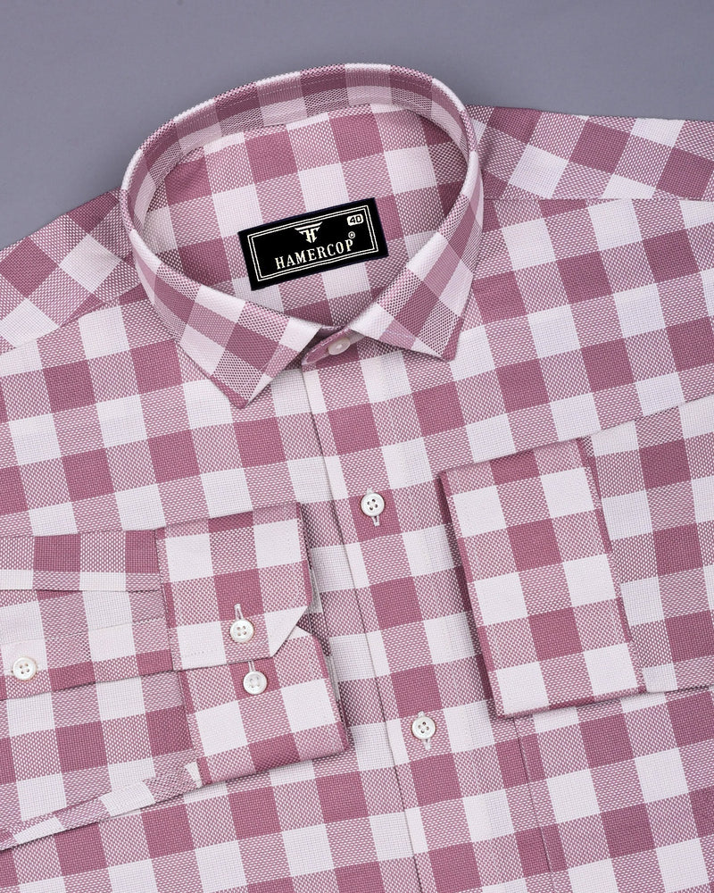 Candytuft Pink With White Check Dobby Cotton Shirt