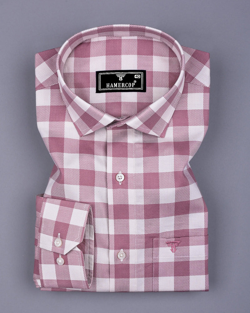 Candytuft Pink With White Check Dobby Cotton Shirt