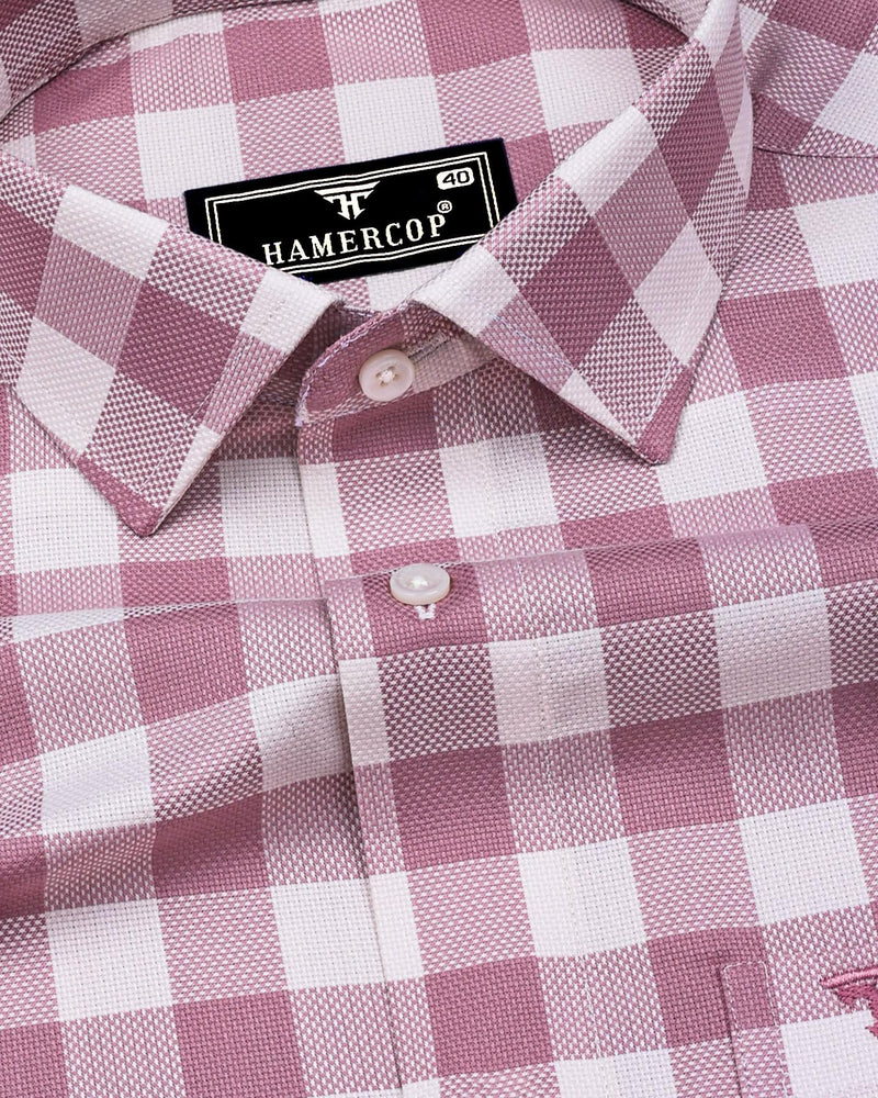 Candytuft Pink With White Check Dobby Cotton Shirt