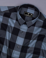 Dark Slate Gray With Black Check Dobby Cotton Shirt