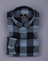 Dark Slate Gray With Black Check Dobby Cotton Shirt