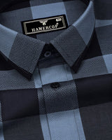 Dark Slate Gray With Black Check Dobby Cotton Shirt