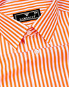 Zesta Orange With White Candy Stripe Premium Cotton Shirt