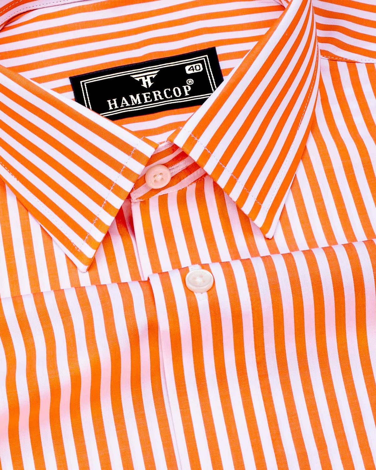 orange and white dress shirt Striped Signature Oxford Shirt