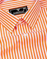 Zesta Orange With White Candy Stripe Premium Cotton Shirt