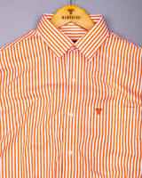 Zesta Orange With White Candy Stripe Premium Cotton Shirt