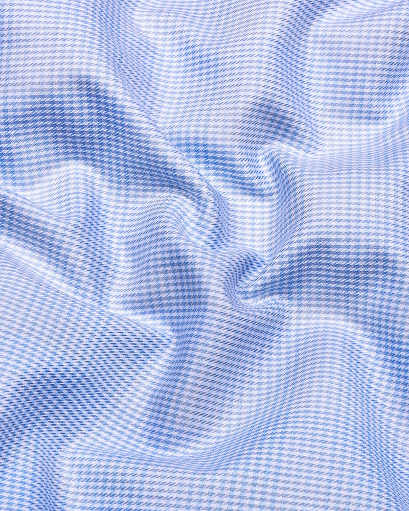 Antimony Blue Houndstooth Check Premium Giza Shirt