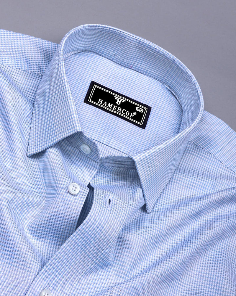 Antimony Blue Houndstooth Check Premium Giza Shirt