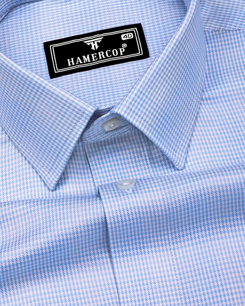 Antimony Blue Houndstooth Check Premium Giza Shirt