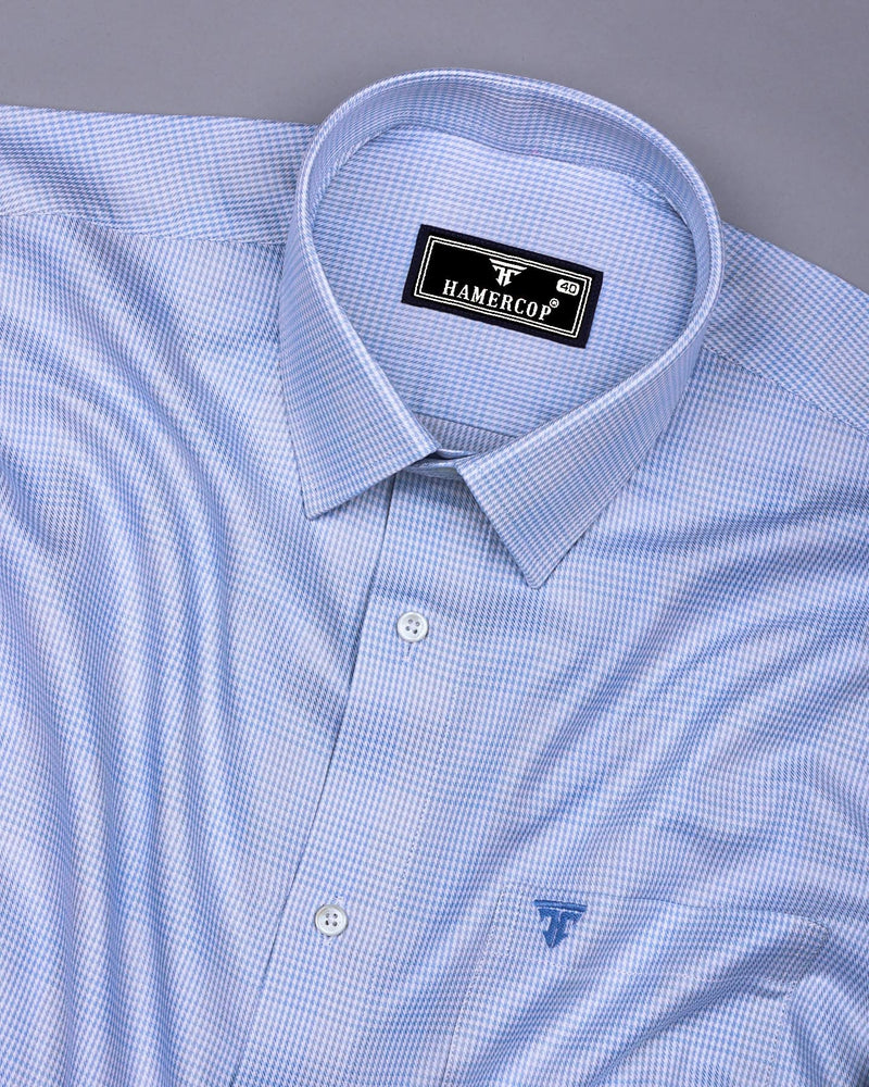 Antimony Blue Houndstooth Check Premium Giza Shirt