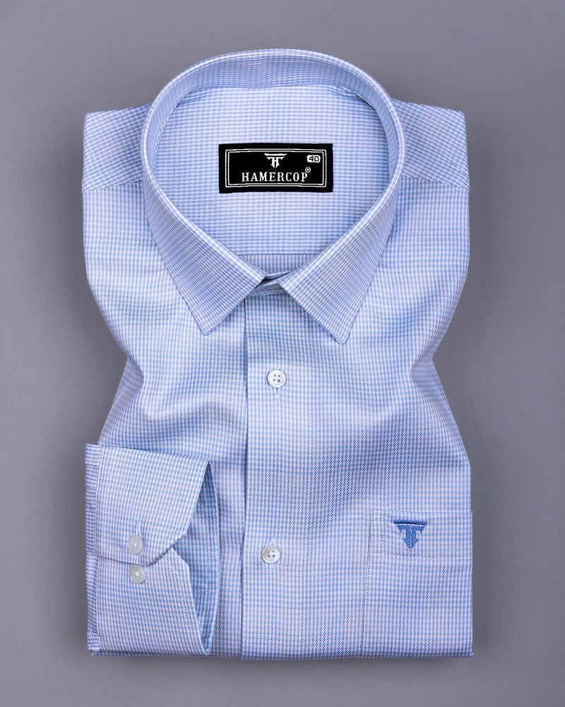 Antimony Blue Houndstooth Check Premium Giza Shirt