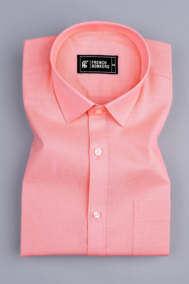 Shiny light orange cotton linen shirt – Hamercop