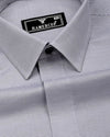 Cloud Gray Foho With White Dobby Textured Giza Shirt