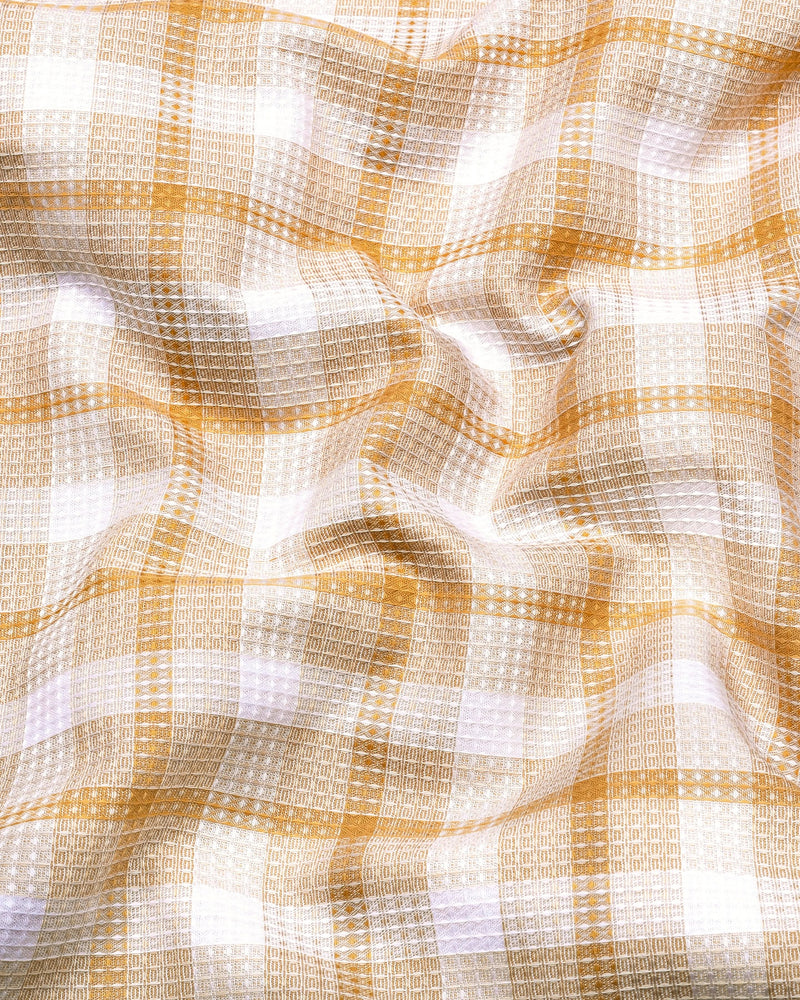 Assert Cream With White Waffle Dobby Check Shirt