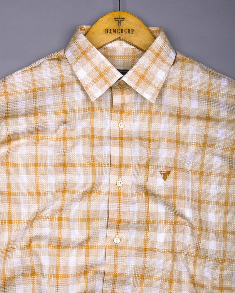 Assert Cream With White Waffle Dobby Check Shirt