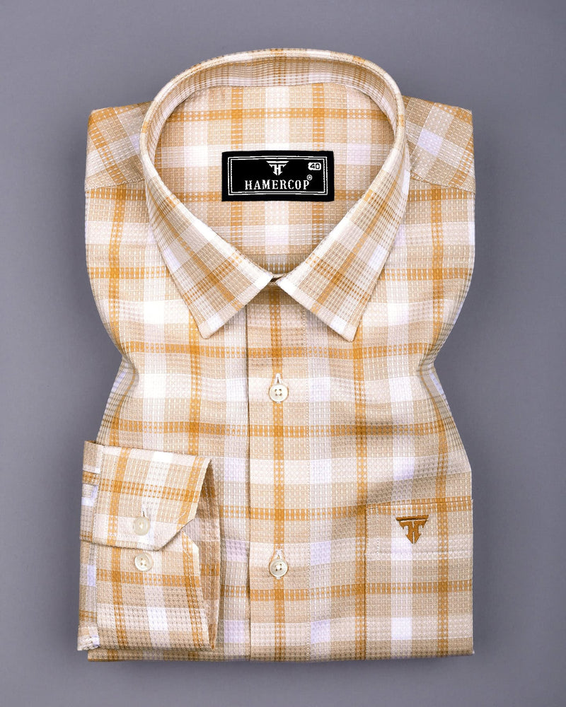 Assert Cream With White Waffle Dobby Check Shirt