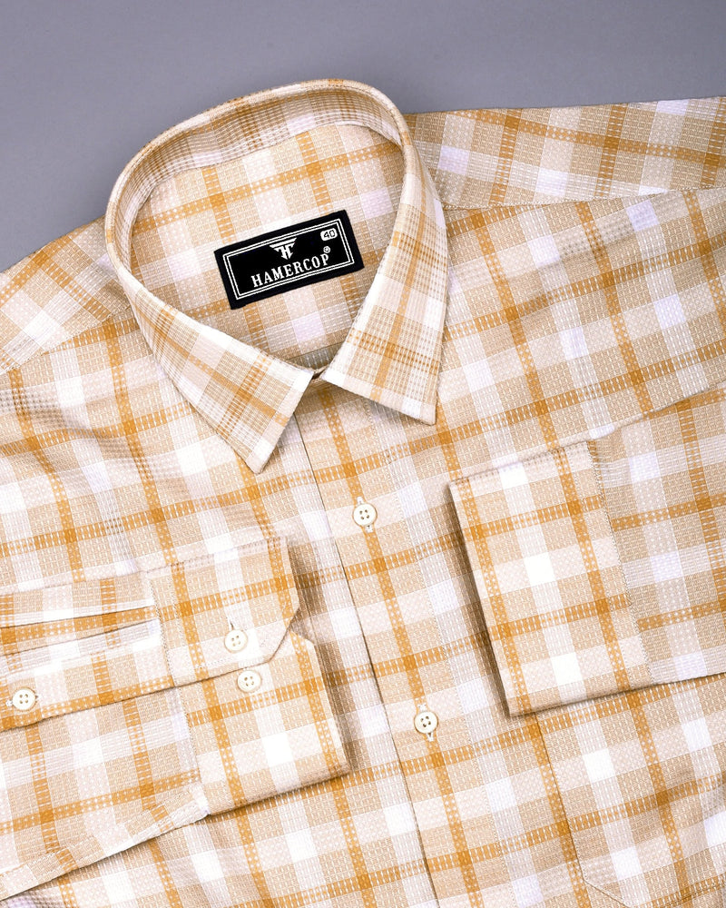 Assert Cream With White Waffle Dobby Check Shirt