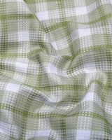 Assert Green With White Waffle Dobby Check Shirt