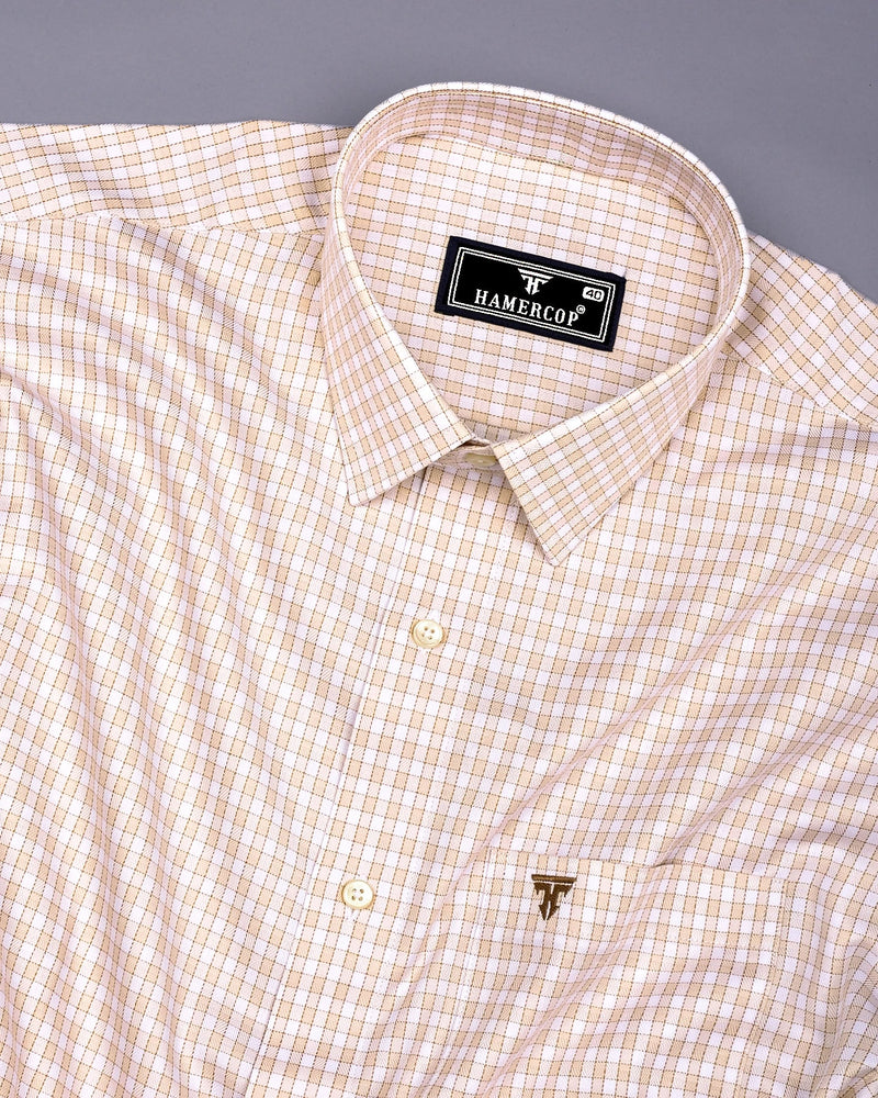 Catalyst Cream With White Check Premium Giza Shirt