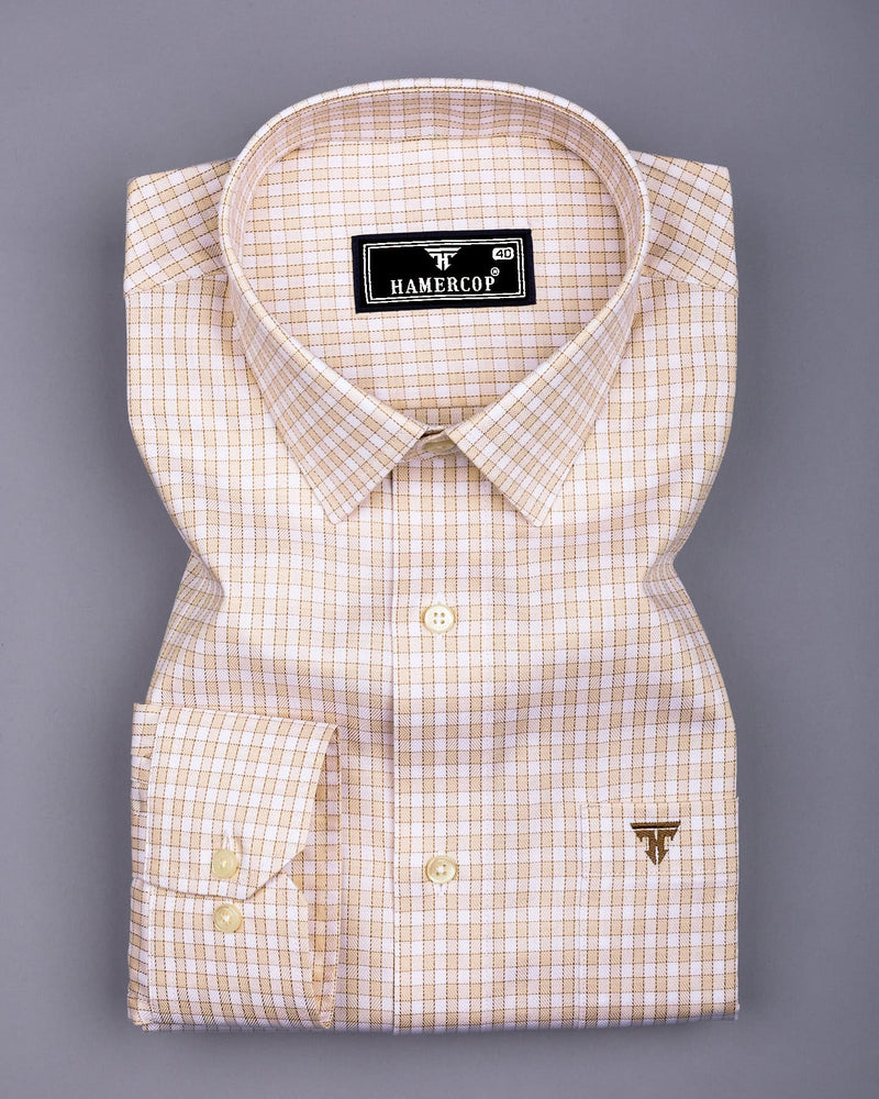 Catalyst Cream With White Check Premium Giza Shirt