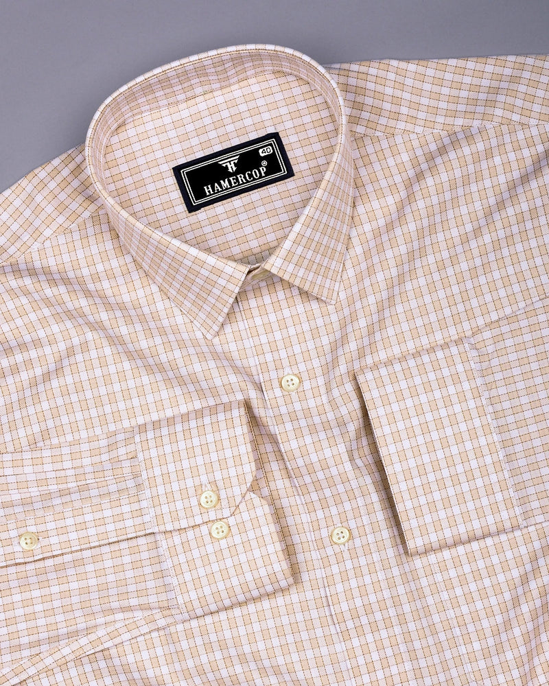 Catalyst Cream With White Check Premium Giza Shirt