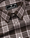 Belica Brown With White Check Linen Cotton Formal Shirt