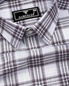 Belica White With Brown Check Linen Cotton Formal Shirt
