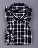 Cruze Black With White Waffle Dobby Check Shirt