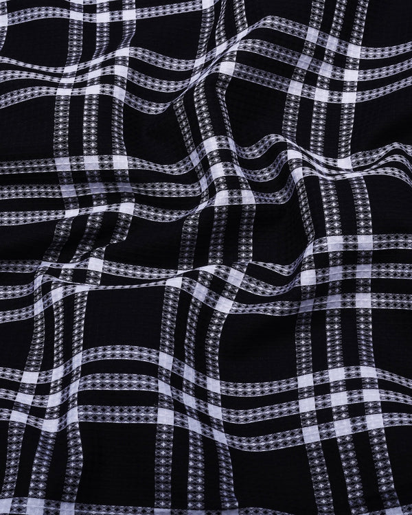 Cruze Black With White Waffle Dobby Check Shirt