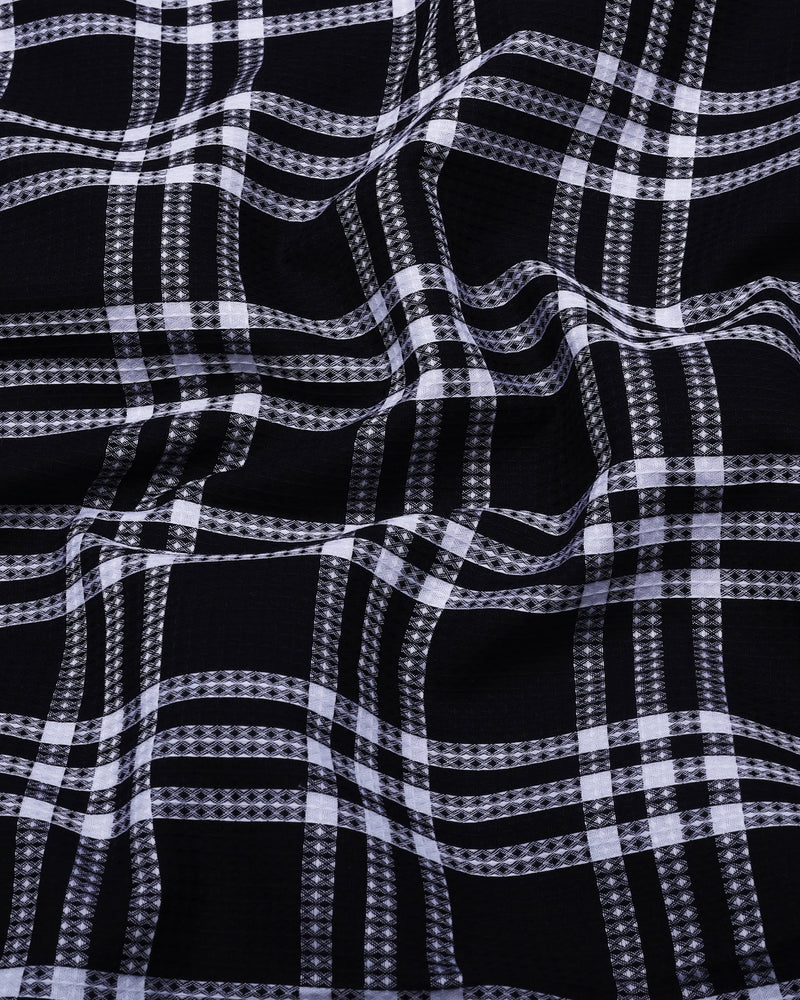 Cruze Black With White Waffle Dobby Check Shirt