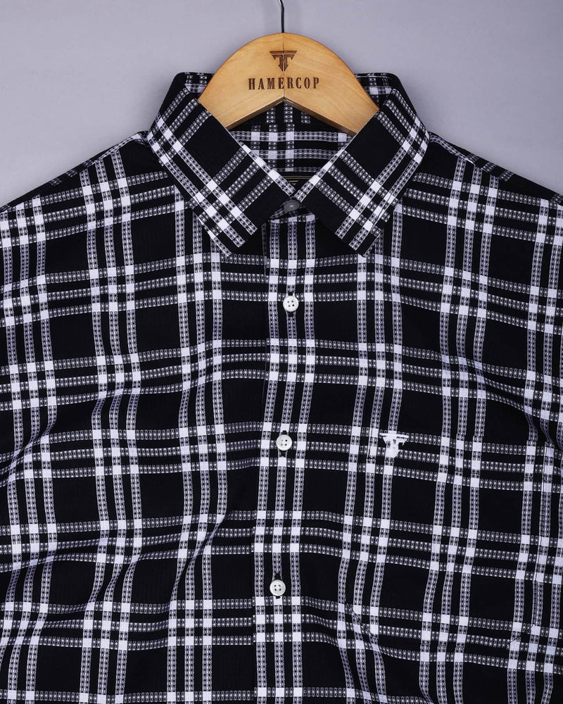 Cruze Black With White Waffle Dobby Check Shirt